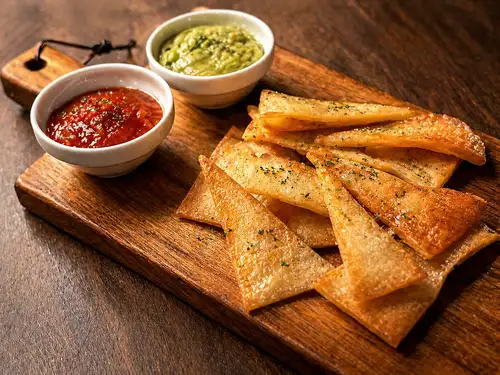 Tortilla chips x guacamole x salsa