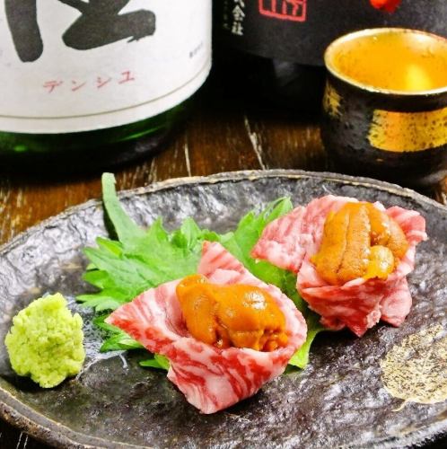北海道産生ウニと和牛のつまみ（2ヶ）