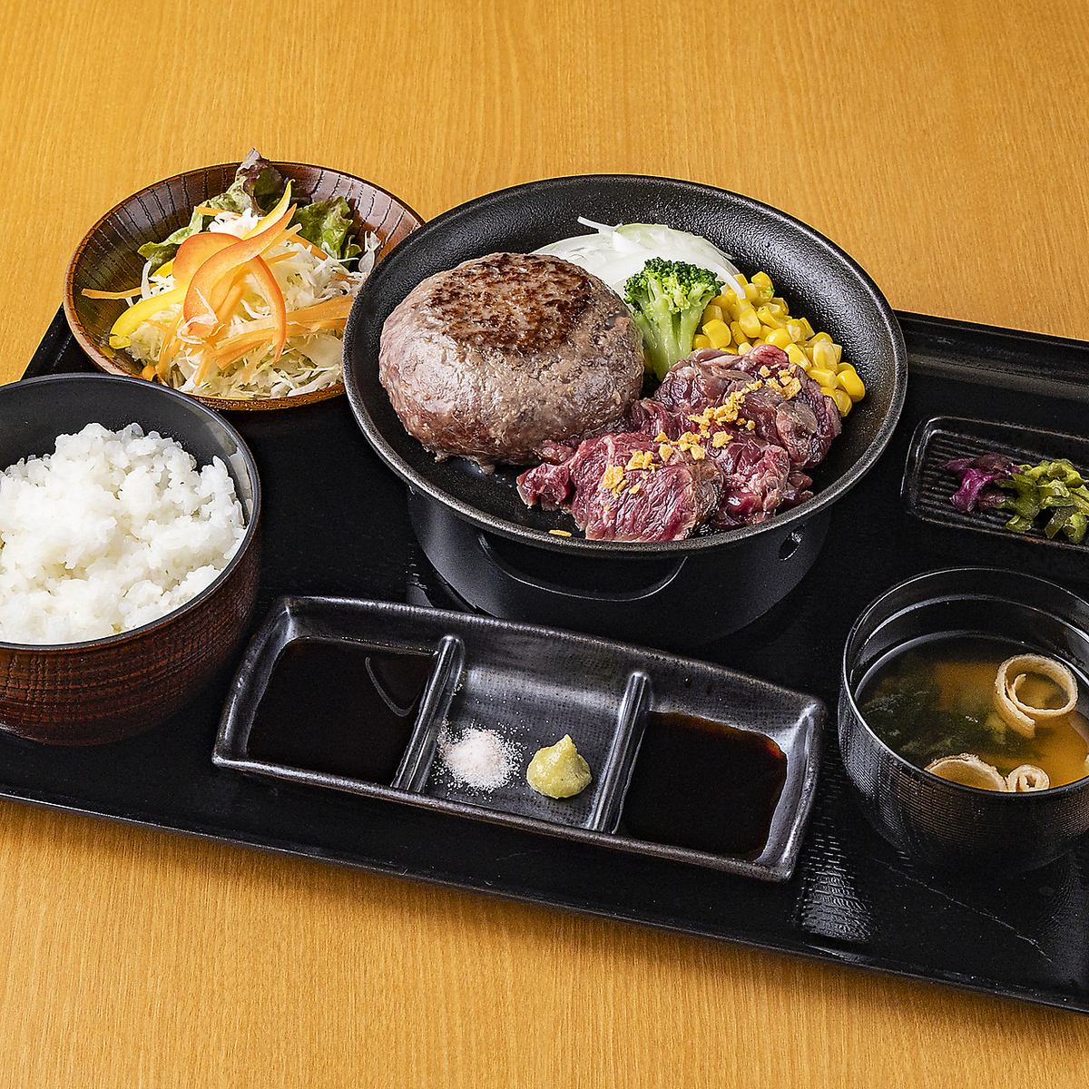 国産牛・黒毛和牛を100％使用したこだわりの「ハンバーグ御膳」