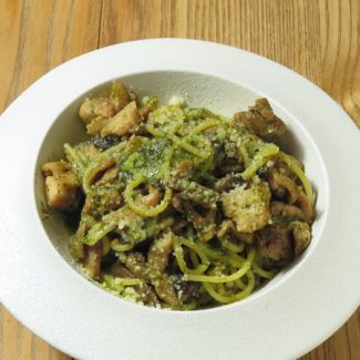 Awaodori Chicken and Four Kinds of Mushroom Genovese Pasta