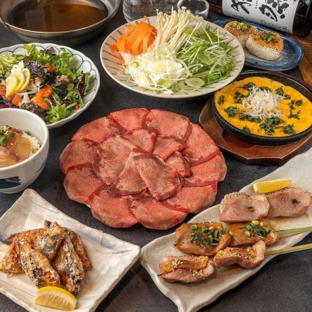 [Luxurious] A luxurious course including five kinds of sashimi and beef tongue shabu-shabu, 3 hours all-you-can-drink, 9 dishes, 8,000 yen