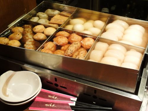 京風仕立ての透明な出汁でじっくり煮込まれた絶品おでん各種♪