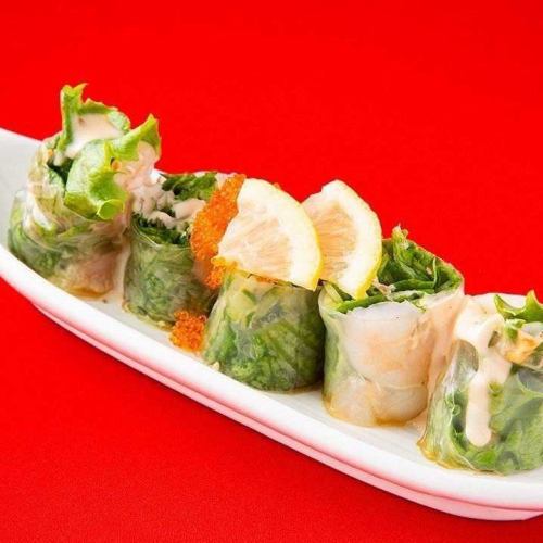 Salmon and cheese spring rolls