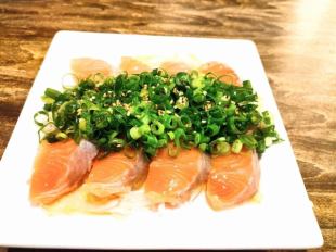 Raw salmon like liver sashimi