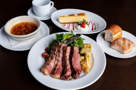 [LUNCH] Steak lunch of Kyoto meat and Kyoto vegetables (all 4 items) with dessert and after-meal drink