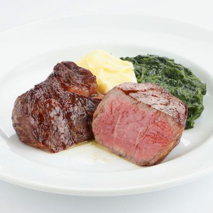 [LUNCH] FILET MIGNON & SEA FOOD Lunch: Prime filet 100g, dessert, 5 dishes total 7,600 yen