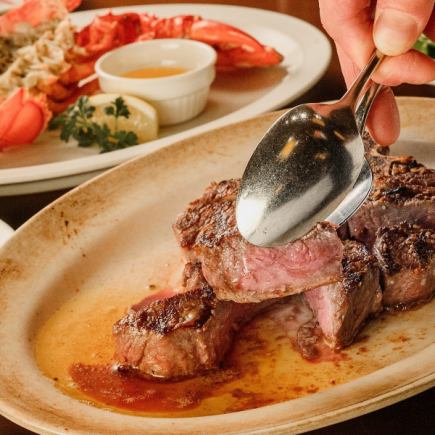 【DINNER】仔牛Tボーンステーキ＆ロブスターコース 全7品 16,000円