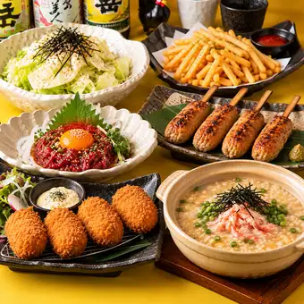 【16時までのご来店限定】桜ユッケと牛タンつくねを楽しむ全6品｜2時間飲み放題付 2,980円