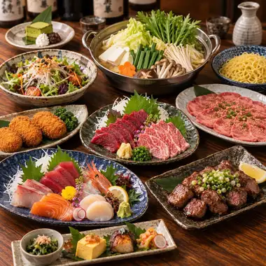 【宴会におすすめ】馬刺しと牛タンを愉しむ飲み放題付コース