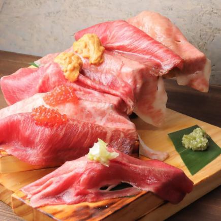 [3 hours all-you-can-drink] Aged beef tongue platter, 2 types of oysters x cod milt tempura, and wagyu beef sushi "Tsuru" 10 dishes in total 11,090 yen ⇒ 10,000 yen