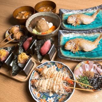 刺身や甘鯛の塩焼きなど定番料理のお手軽120分飲み放題コース