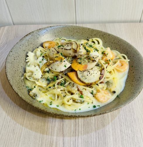 アサリのクラムチャウダー風パスタ