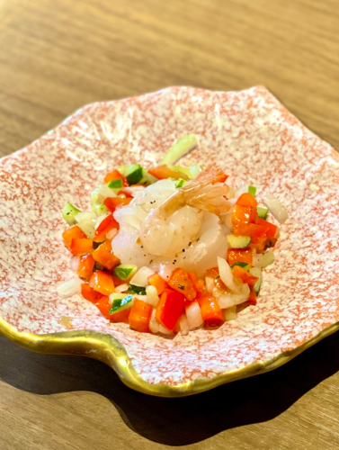 寒ヒラメとボタンエビのカルパッチョ