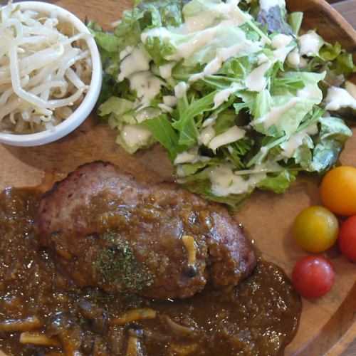 手捏ねハンバーグ(デミグラスorトマトorカレー)