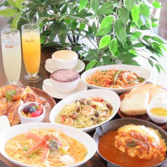 Dinner [Over 10 kinds of amazing all-you-can-eat pasta] Unlimited salads and bread! Includes 120 minutes of all-you-can-drink ⇒ 3,980 yen