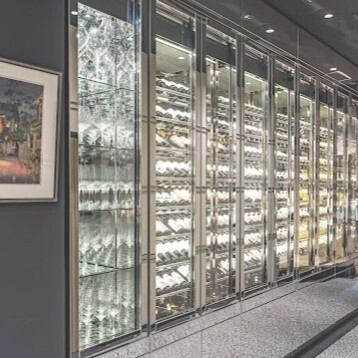 A wine cellar that can store approximately 250 bottles, with bottles carefully selected by a sommelier