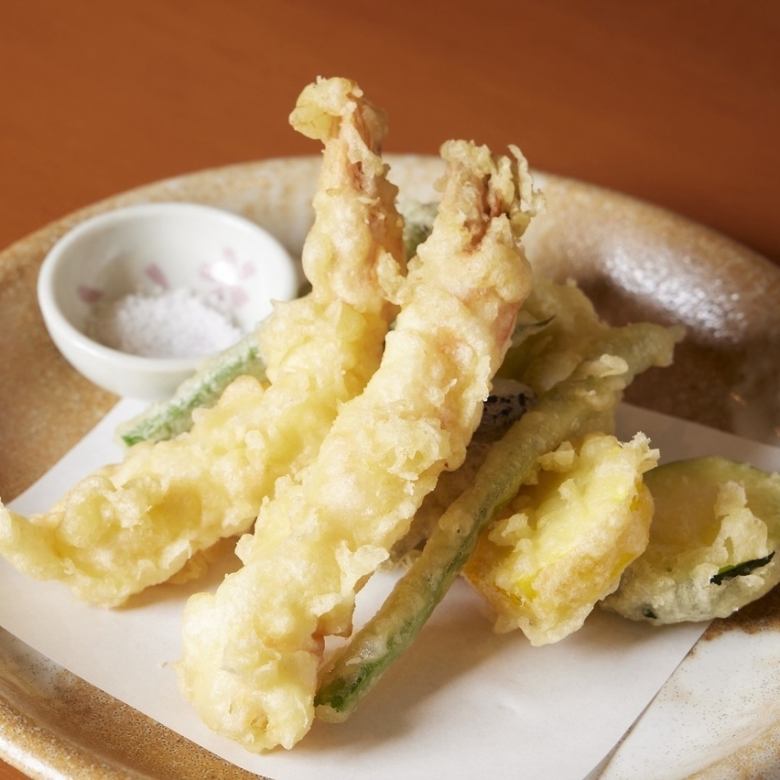大海老と季節野菜の天ぷら