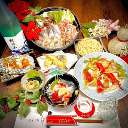 [December and January 6,500 yen course] Special seafood jjigae hotpot, shrimp and milt tempura, etc. ■ 7 dishes with 2 hours of all-you-can-drink