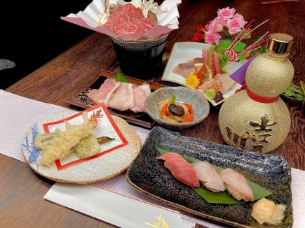 【庆典晚宴套餐】7道菜，6000日元，赠送清酒或甜点拼盘