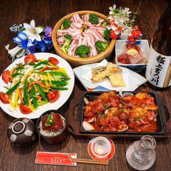 【5,6月6500円コース】旬菜と豚バラ肉のせいろ蒸し,海老と鱚の天ぷら等7品