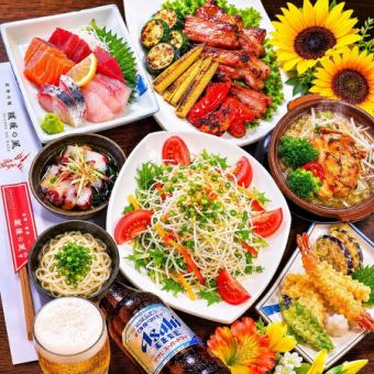 【7月/8月 6500日元套餐】陶瓷锅蒸鸡、烤箱烤排骨和夏季蔬菜等。