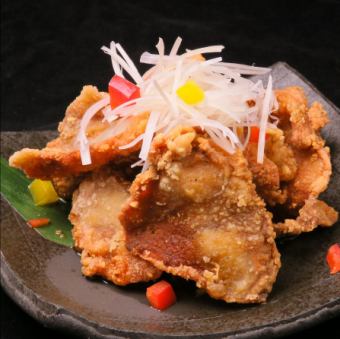 鶏皮の唐揚げ油淋鶏