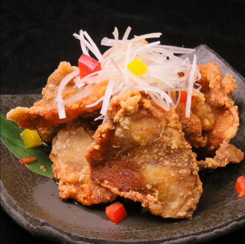 鶏皮の唐揚げ油淋鶏