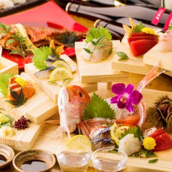 Assortment of 5 types of today's fresh fish sashimi