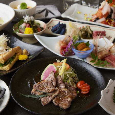 【雅コース】おすすめ◎メインに牛ハラミステーキ♪ 2時間飲み放題付き8品3500円