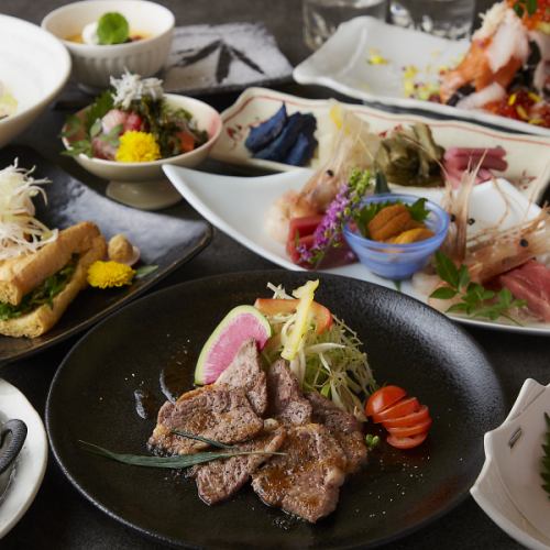 【雅コース】おすすめ◎メインに牛ハラミステーキ♪ 2時間飲み放題付き8品3500円