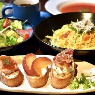 土日祝ランチ限定コース!選べるパスタ含む全5種!フリードリンク付き!