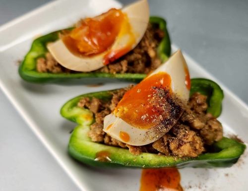 痺辛！鶏そぼろ生ピーマン