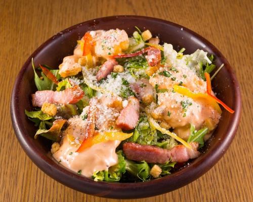 Thick sliced bacon Caesar salad