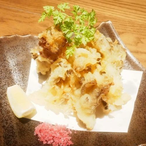 舞茸天ぷら　赤ワイン塩添え