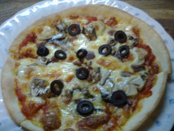 Anchovy and black olive pizza