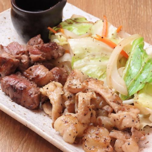 肉汁あふれる「あか牛サイコロステーキ」◎