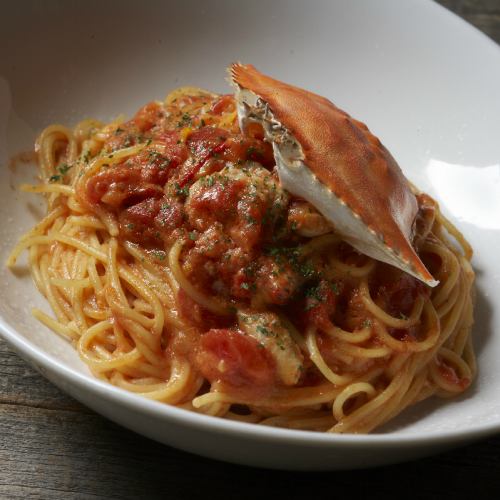 Blue Crab Pasta Flavored With Tomato Sauce