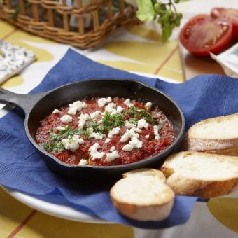 ギリシャ産フェタチーズ 海老とトマトのグリル~ガリデス・サガナキ~