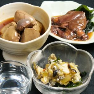 Mussel wasabi / firefly squid Kioki pickles / appetizer grilled pork / Nagatoro strip