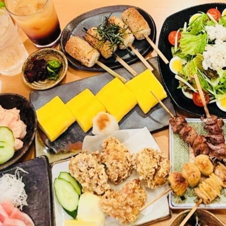 とり樹亭堪能コース☆　人気メニューを網羅！鶏料理で舌鼓　2時間飲み放題付きでボリューム満点
