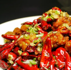 Stir-fried chicken with chili peppers