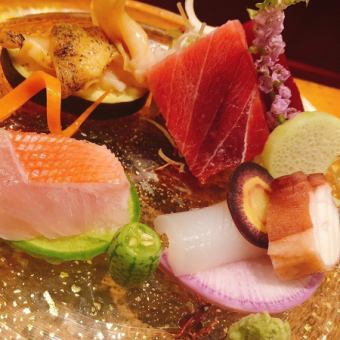 【おまかせ吉祥】春が旬の魚介を使用したお得な肉料理付き、一番人気のコース