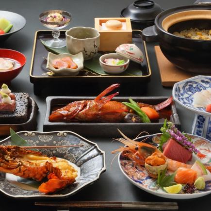 【おまかせ福壽】夏の極上の食材と天然伊勢海老と天然鮑と仙台牛付き、 究極の極上コース