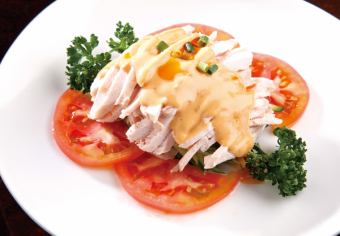 蒸し鶏のソースかけ