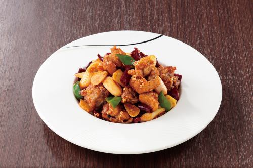 鶏唐揚げのスパイシー炒め