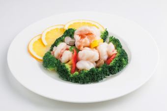 海老とブロッコリーの塩炒め