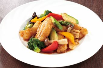 白身魚のオイスターソース炒め