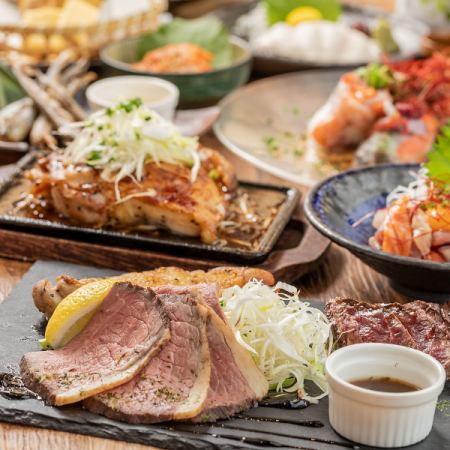 ■主廚精心挑選的生魚片和烤五花肉兩種！