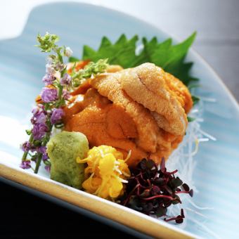 Raw sea urchin sashimi