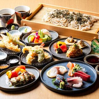 《飲放題付》自家製有機そばコース◆自家製有機そばや天然海老と野菜の天ぷらを心ゆくまで楽しむ